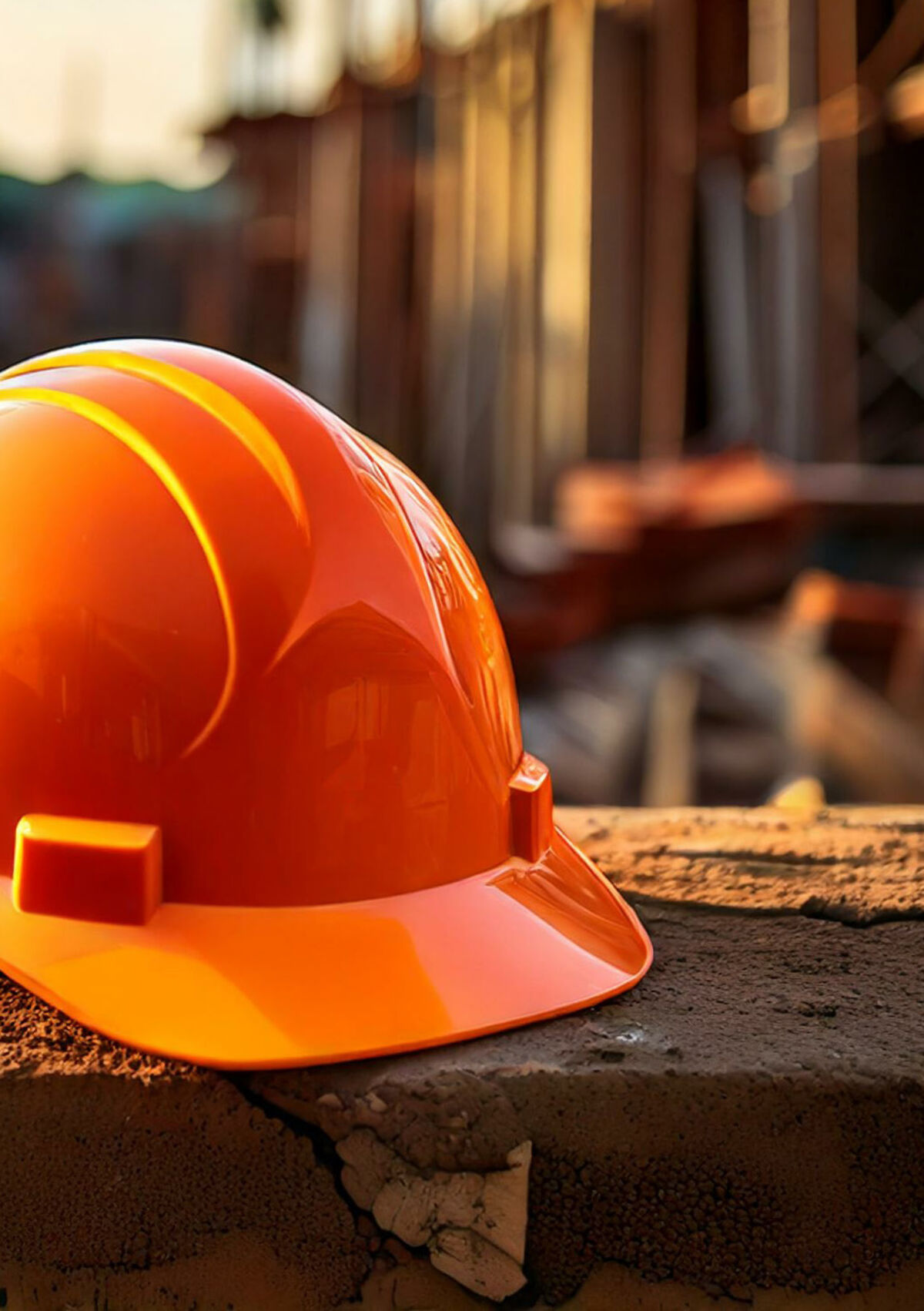 Site safety helmet on a GeoWeights installation site